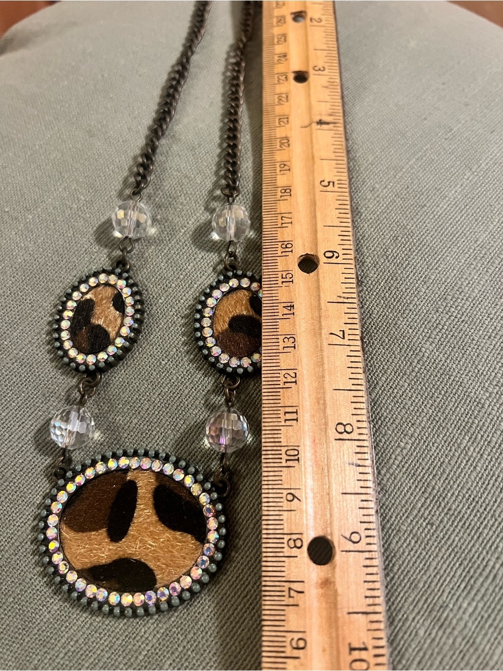 Plunder Leopard Print Pendant Necklace with Crystal Bead Accents - Picture 2 of 5